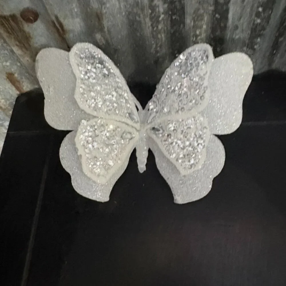 Sparkling‎ White Glitter Butterfly Decor